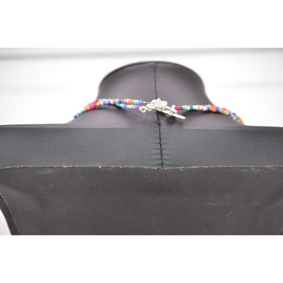 Set of 2 Native American Made Glass 2mm Seed Bead Necklaces - Picture 3 of 3